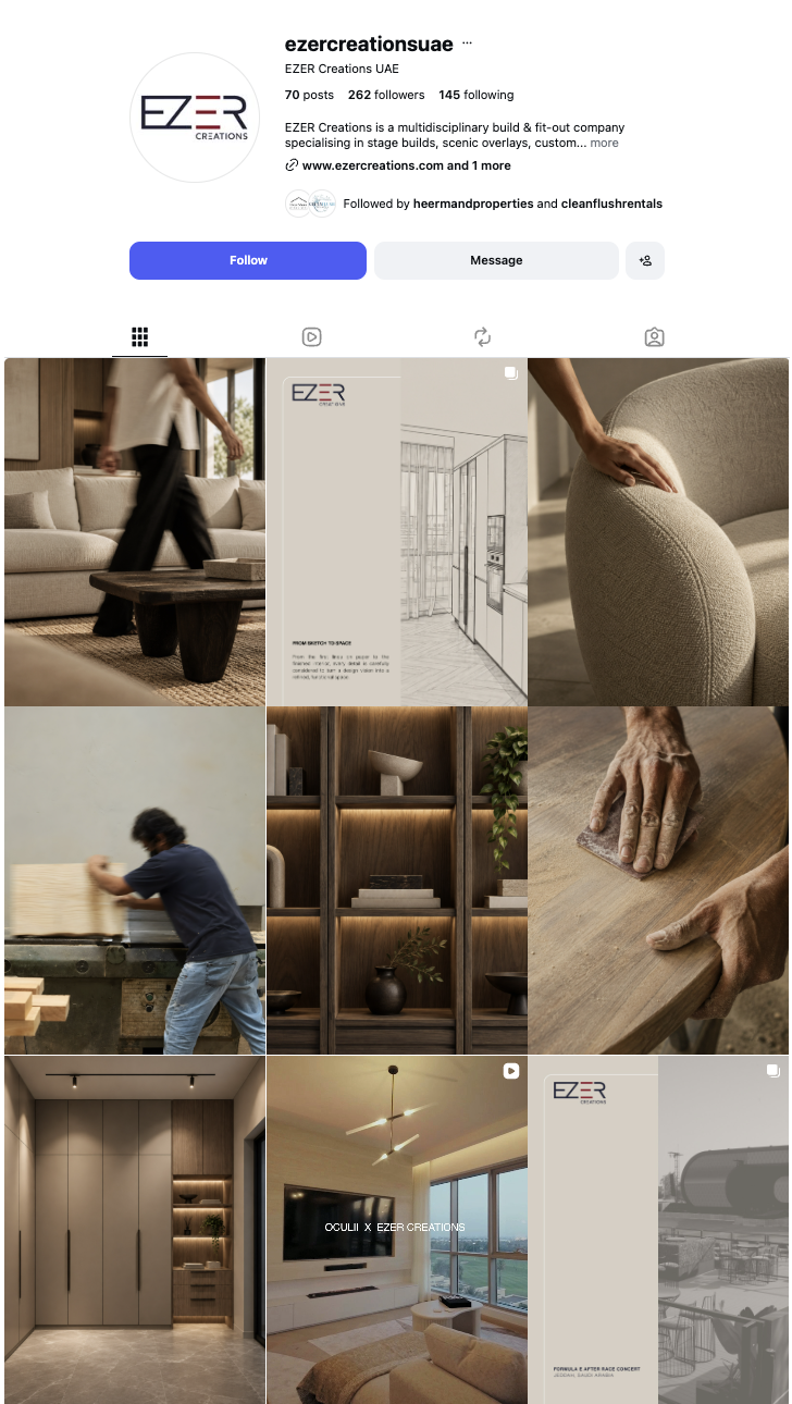 EZER Creations Instagram profile and recent posts
