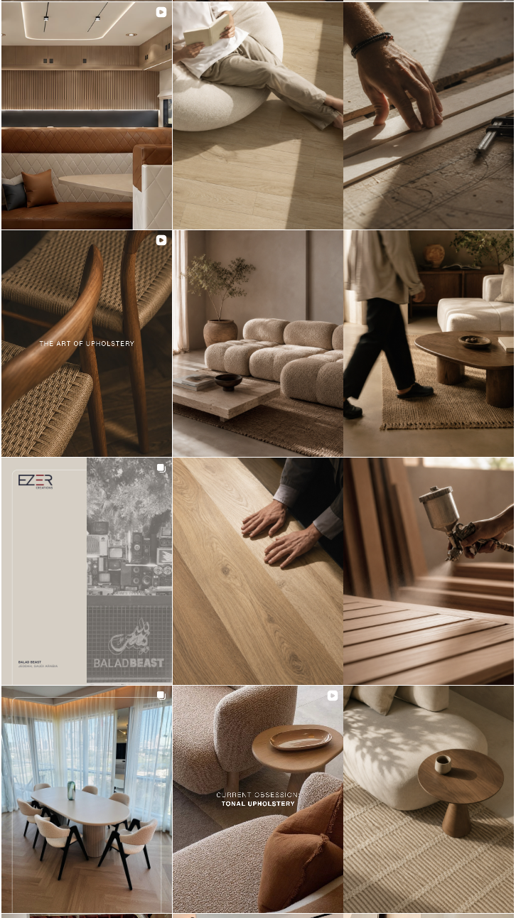 EZER Creations Instagram additional interior design and craftsmanship posts
