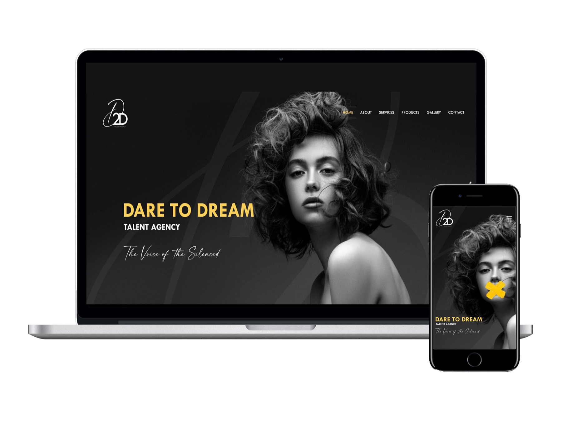 d2d talent agency: naming · logo design · brand development & identity · website development · creation of all social media channels